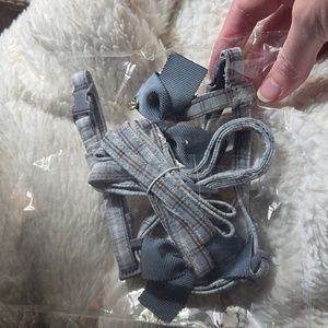 QWINEE sz M Plaid Harness & Leash Set(2 piece) NIP  & Paw Print Bowl